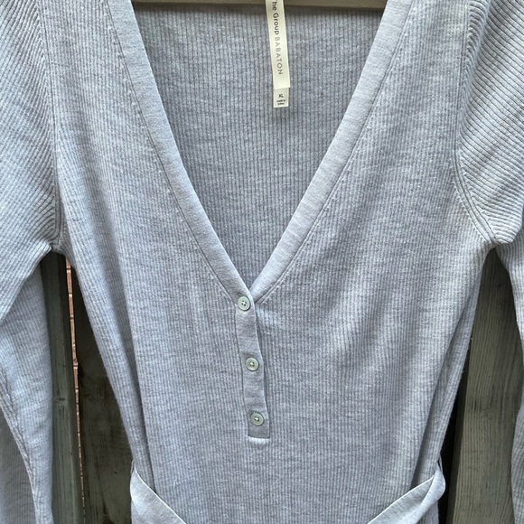 Babaton Aritzia Grey Henley Merino Wool Blend Sweater Dress XL - Picture 8 of 9